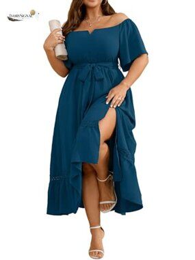 Dresses | Plus Size Off Shoulder Maxi Dress Formal Cocktail Wedding ...
